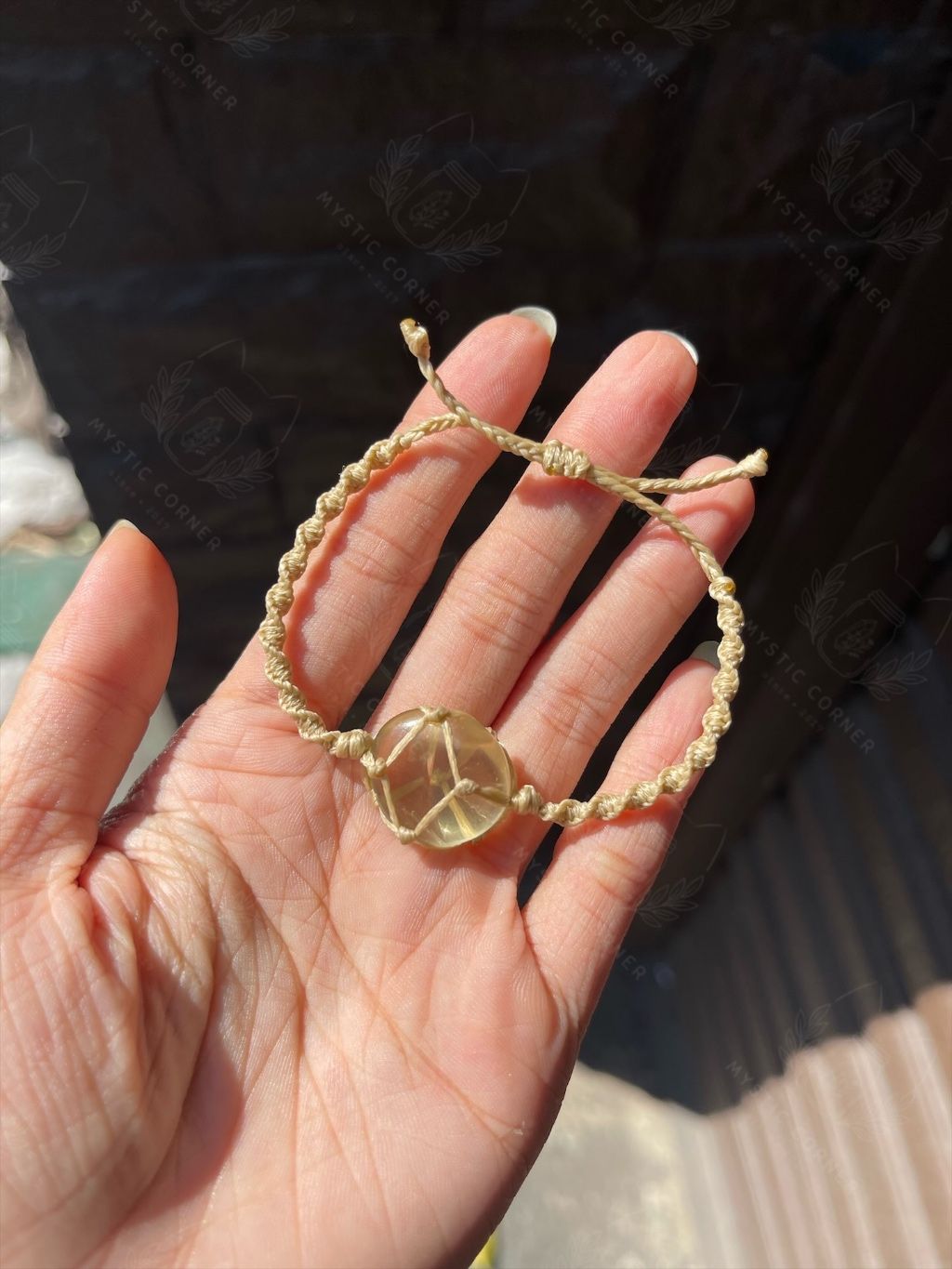 Macrame Citrine tumbled thạch anh vàng, vòng tay hỗ trợ hạnh phúc, tự tin, thịnh vượng, học tập