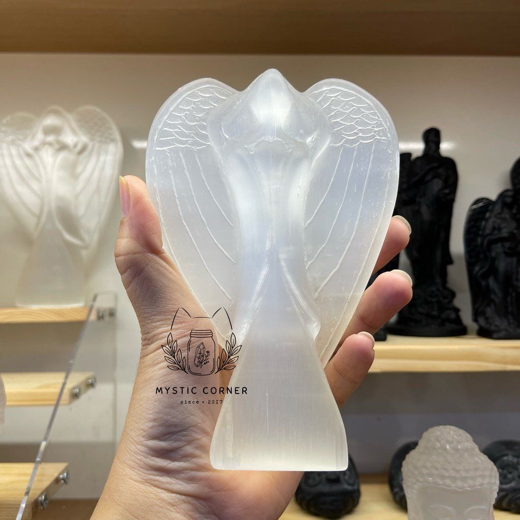 Tượng đá thạch anh thiên thần Angel, đá phong thủy, đá thanh tẩy không gian, Reiki, thiền định
