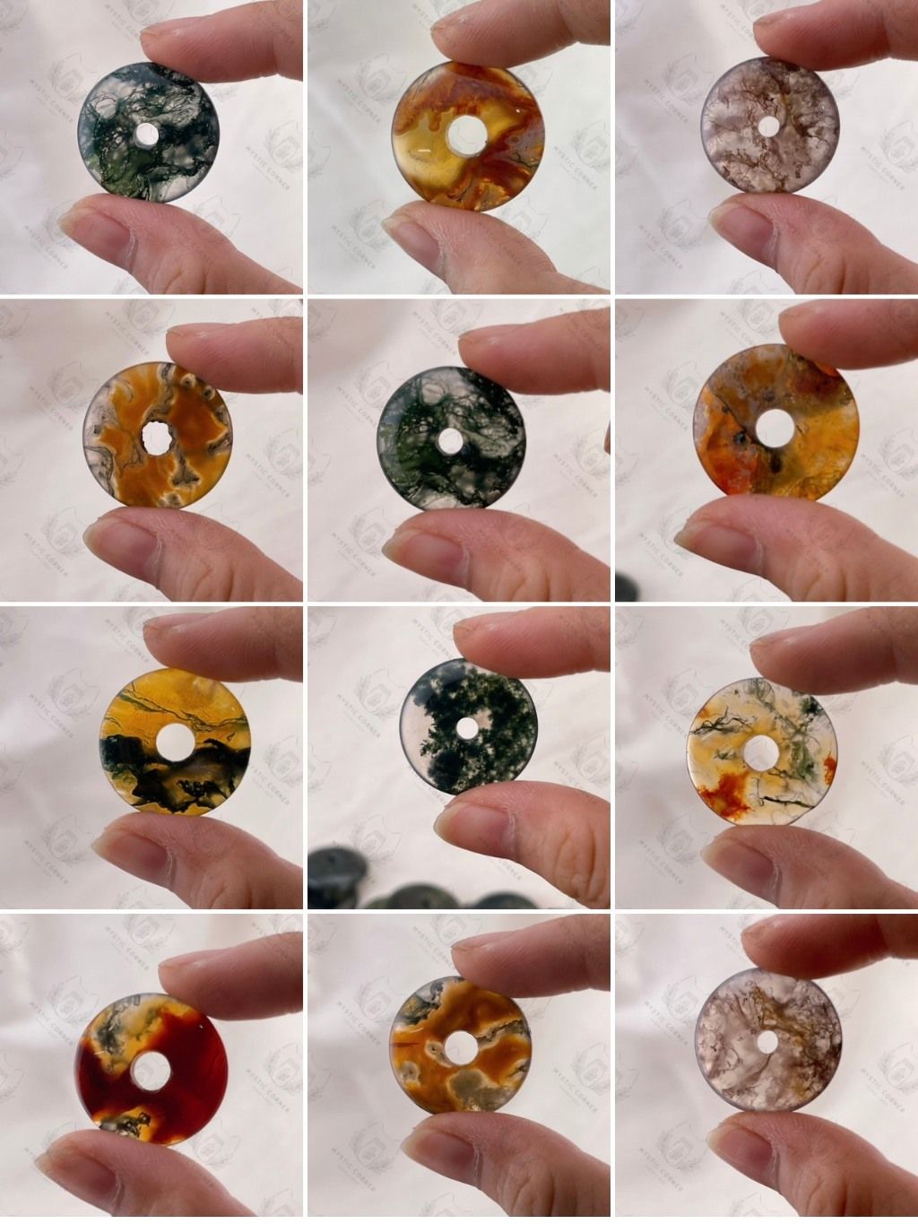 Đồng điếu đá phong thủy mã não Moss Agate (Băng Ngọc Thủy Tảo)