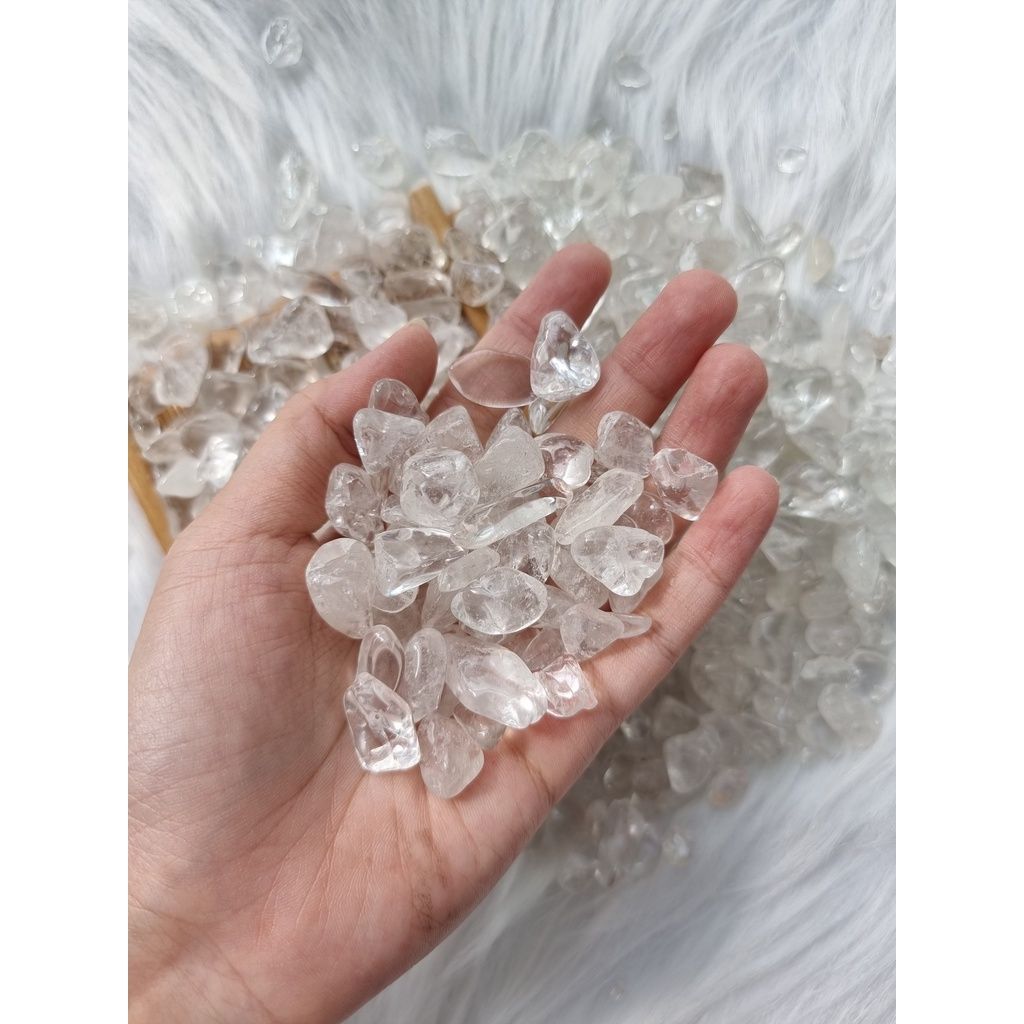 Vụn đá thạch anh Trắng (Clear Quartz) làm Grid, thanh tẩy trong Tarot, Reiki, thiền định, phong thủy