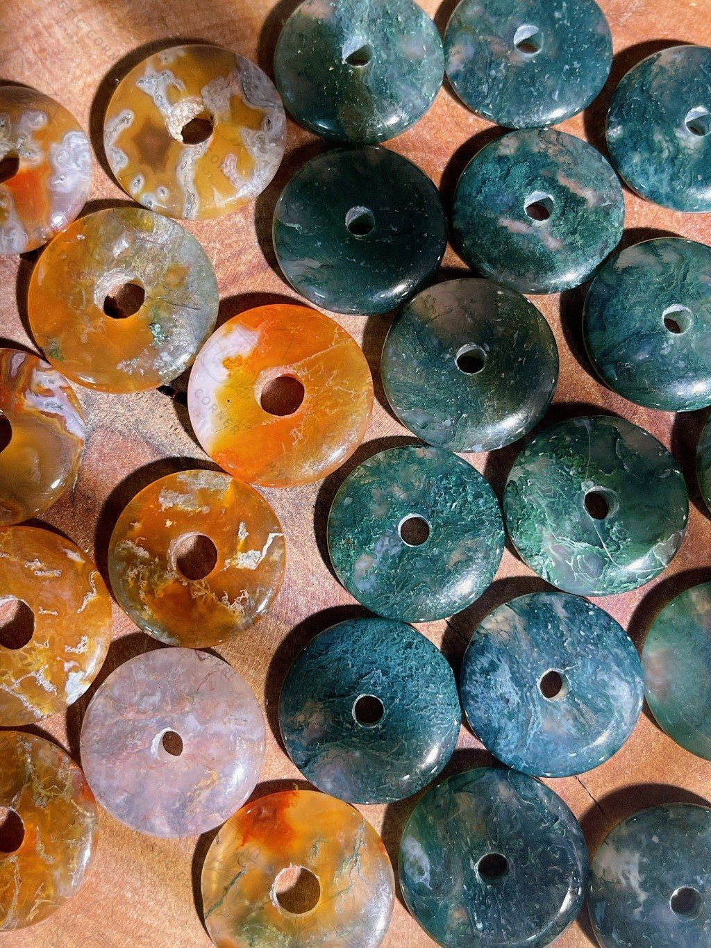 Đồng điếu đá phong thủy mã não Moss Agate (Băng Ngọc Thủy Tảo)