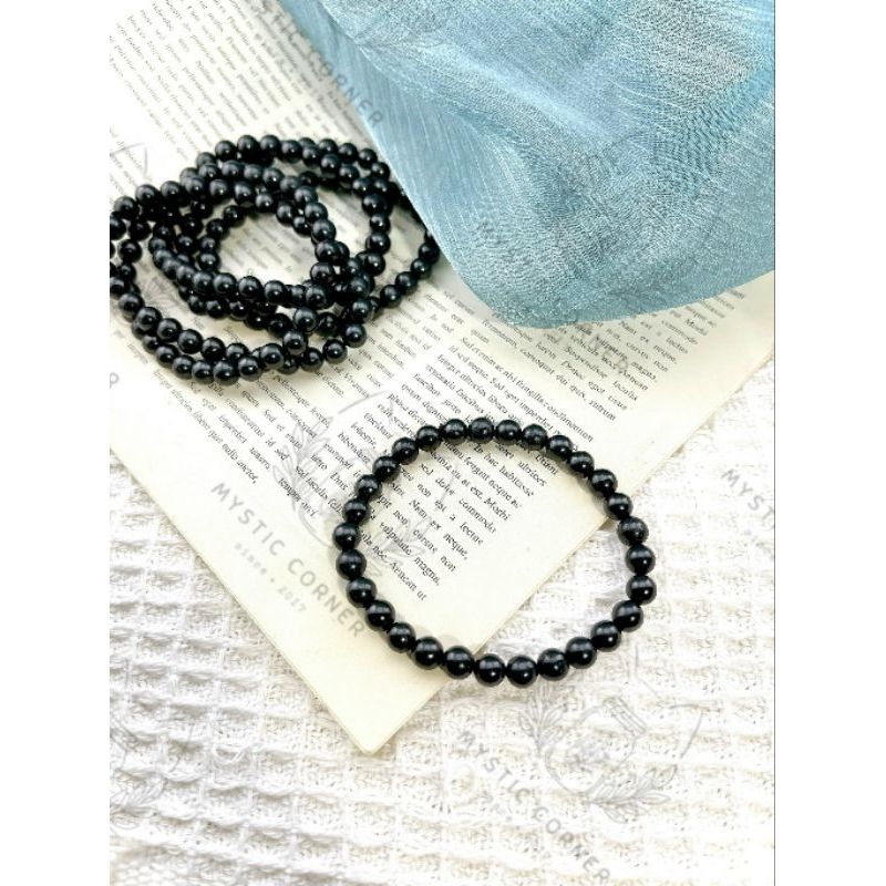 Vòng đeo tay đá Shungite hỗ trợ ngăn sóng điện từ, sóng điện thoại 5G. Vòng đá phong thủy, đá năng lượng