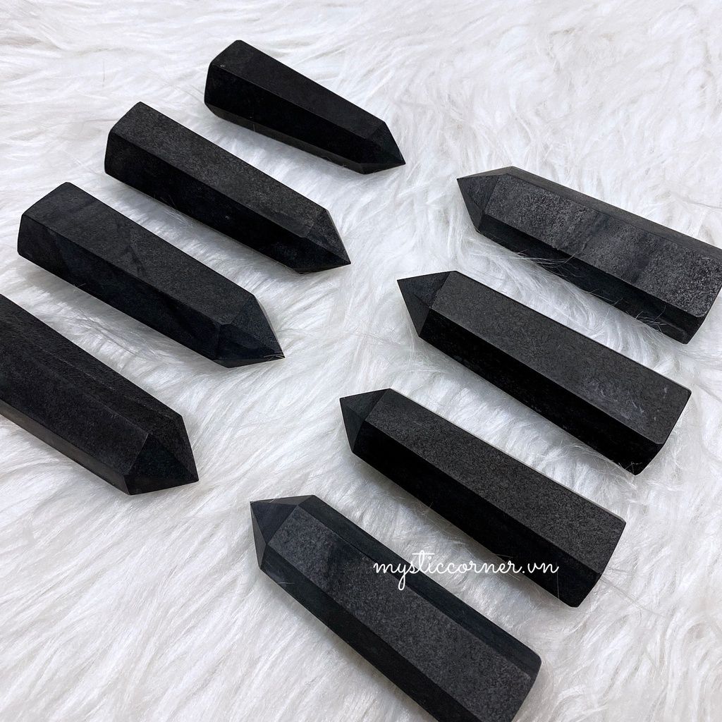 Trụ đá Shungite ngăn chặn bức xạ điện từ, đá năng lượng, đá thanh tẩy, đá phong thủy trong Tarot, Reiki