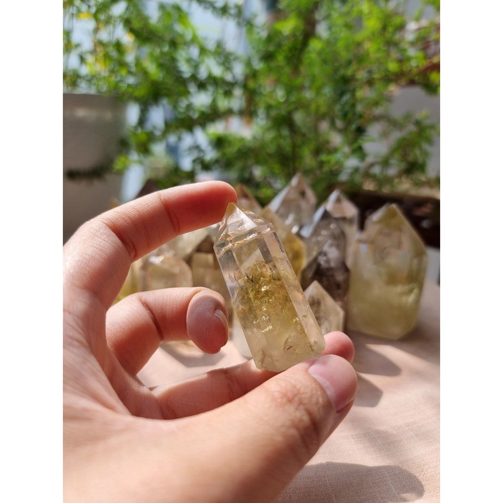 Trụ đá thạch anh Vàng (Citrine) may mắn, trụ đá thanh tẩy trong Tarot, Reiki, thiền định, phong thủy