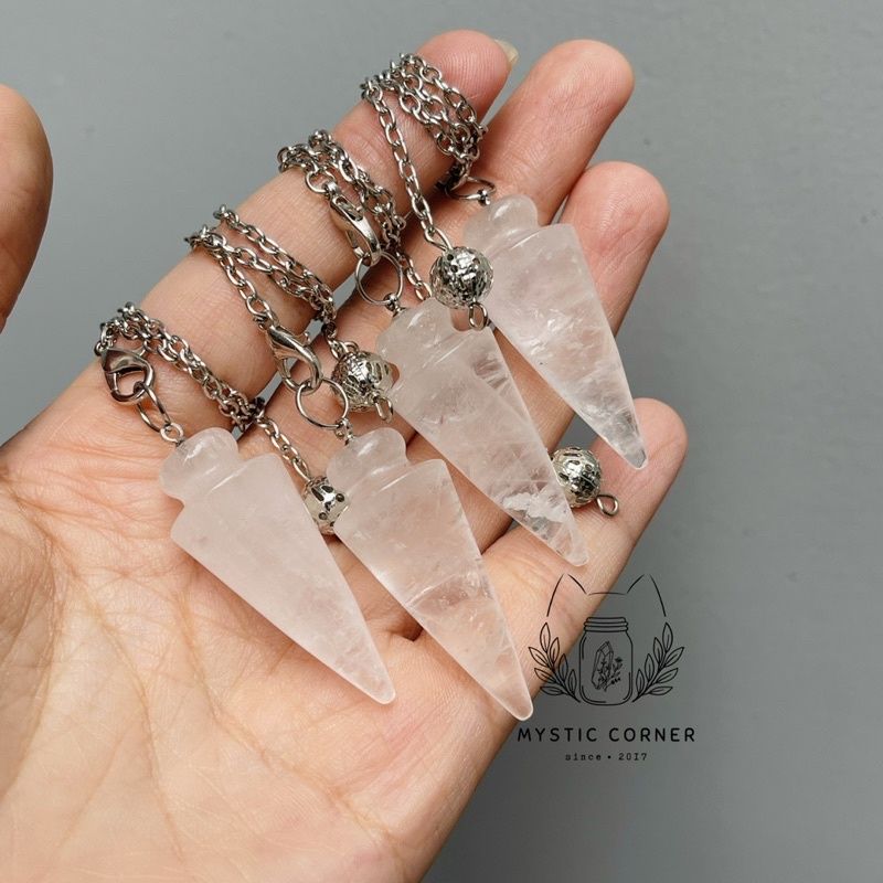 Con lắc cảm xạ đá thạch anh Trắng, dùng trong Tarot, cảm xạ học, Reiki, phong thủy, đo năng lượng, chỉ số bovis