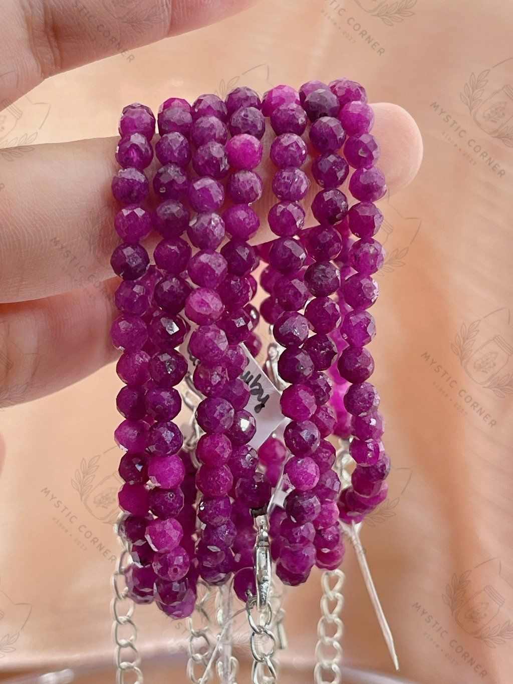 Vòng tay đá Ruby tự nhiên cắt giác, chấu bạc S925 biểu tượng dũng cảm năng lượng đam mê, sức mạnh dành cho cuộc sống