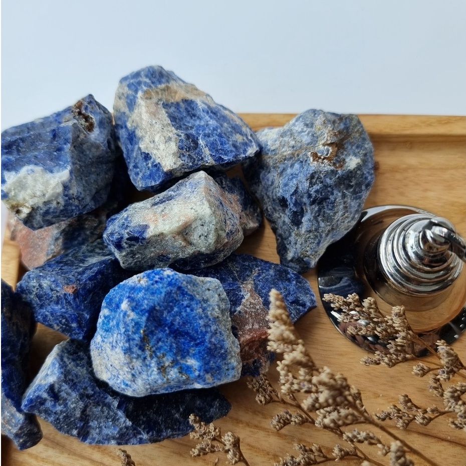 Đá thô thanh tẩy Sodalite xanh dương, đá thạch anh dùng trong Tarot, Reiki, phong thủy