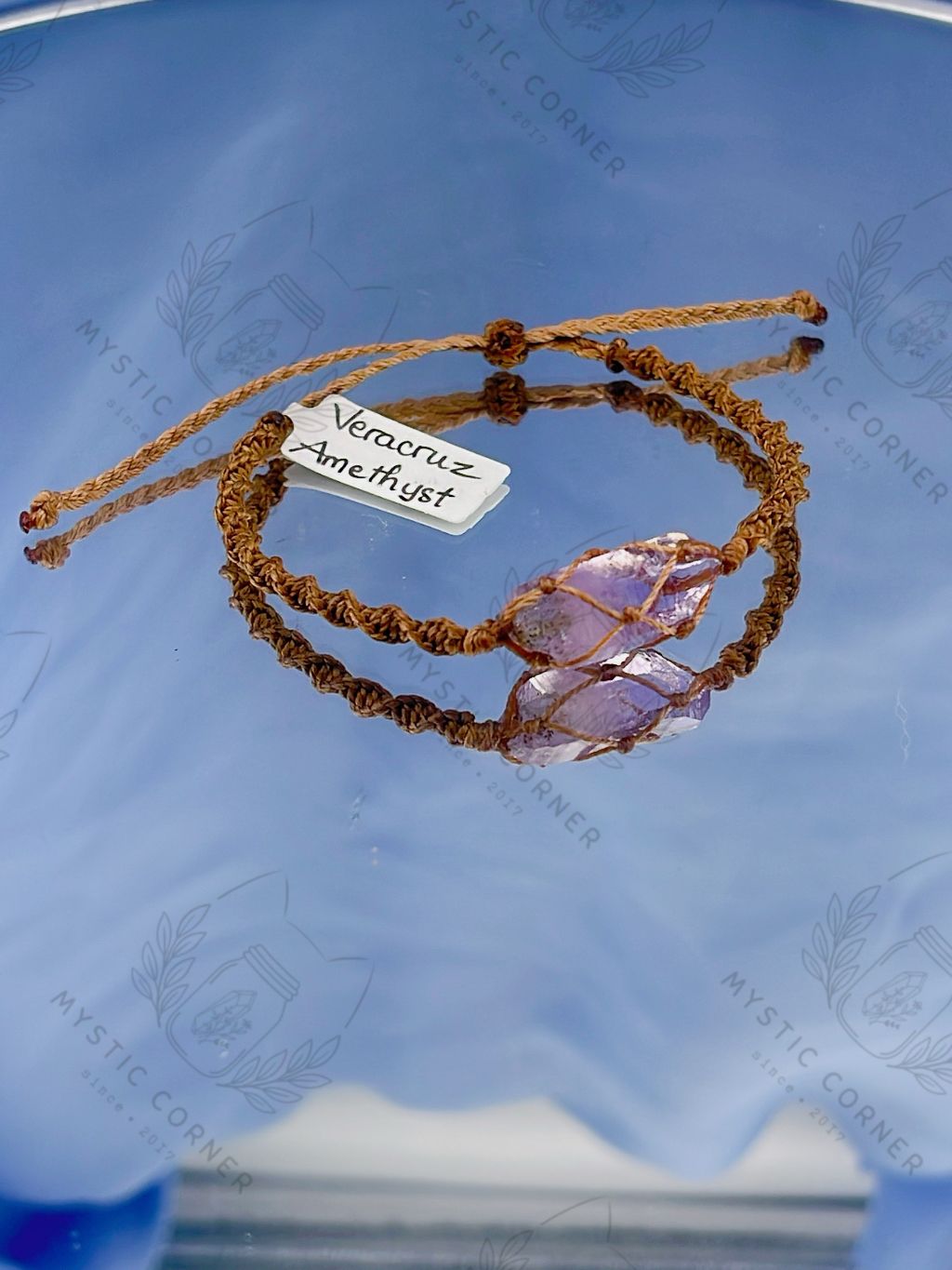 Vòng tay Macrame Thạch anh Tím Vera Cruz Amethyst in Mexico, vòng tay đá năng lượng hỗ trợ trực giác, tinh thần
