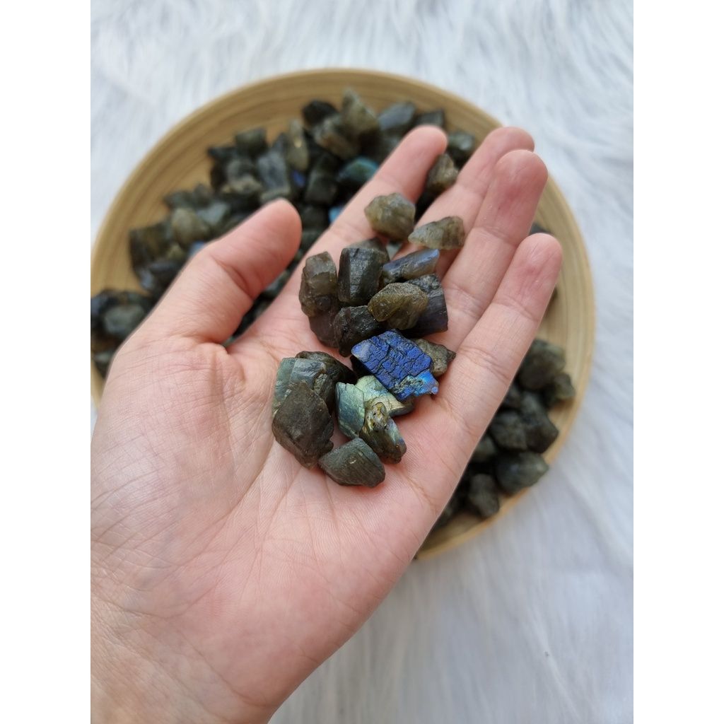Đá thô Labradorite mini (Đá xà cừ - Hắc Nguyệt Quang) đá thanh tẩy Tarot, Reiki, đá thạch anh phong thủy