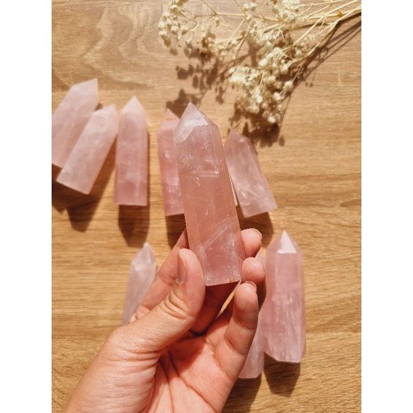 Trụ đá thach anh Hồng (Rose Quartz ), trụ đá thanh tẩy trong Tarot, Reiki, thiền định, phong thủy