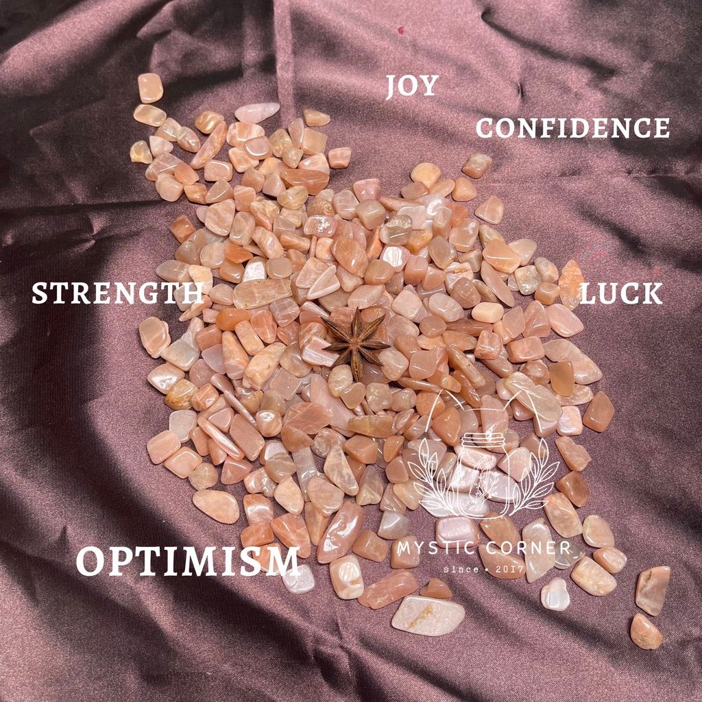 Vụn đá Sunstone, đá mặt trời, đá phong thủy, đá thanh tẩy Tarot, Reiki, thiền định