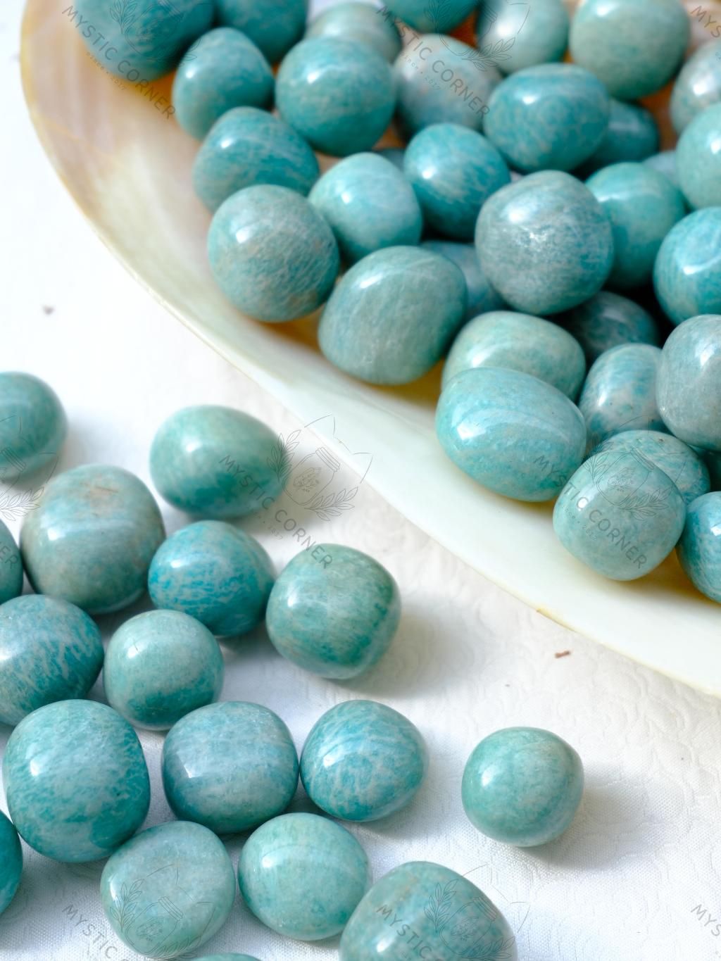 Tumbled viên đá Amazonite (đá Thiên Hà) đá thanh tẩy Tarot, Reiki, thiền định, phong thủy