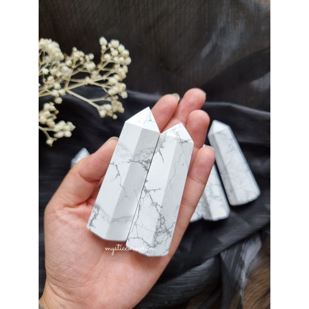 Trụ đá thanh tẩy Howlite trắng (đá Bạch Tùng)