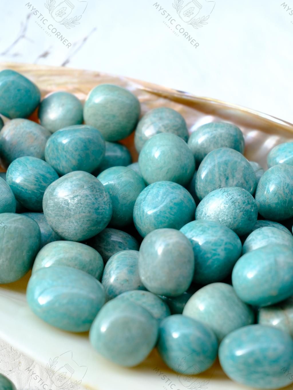 Tumbled viên đá Amazonite (đá Thiên Hà) đá thanh tẩy Tarot, Reiki, thiền định, phong thủy