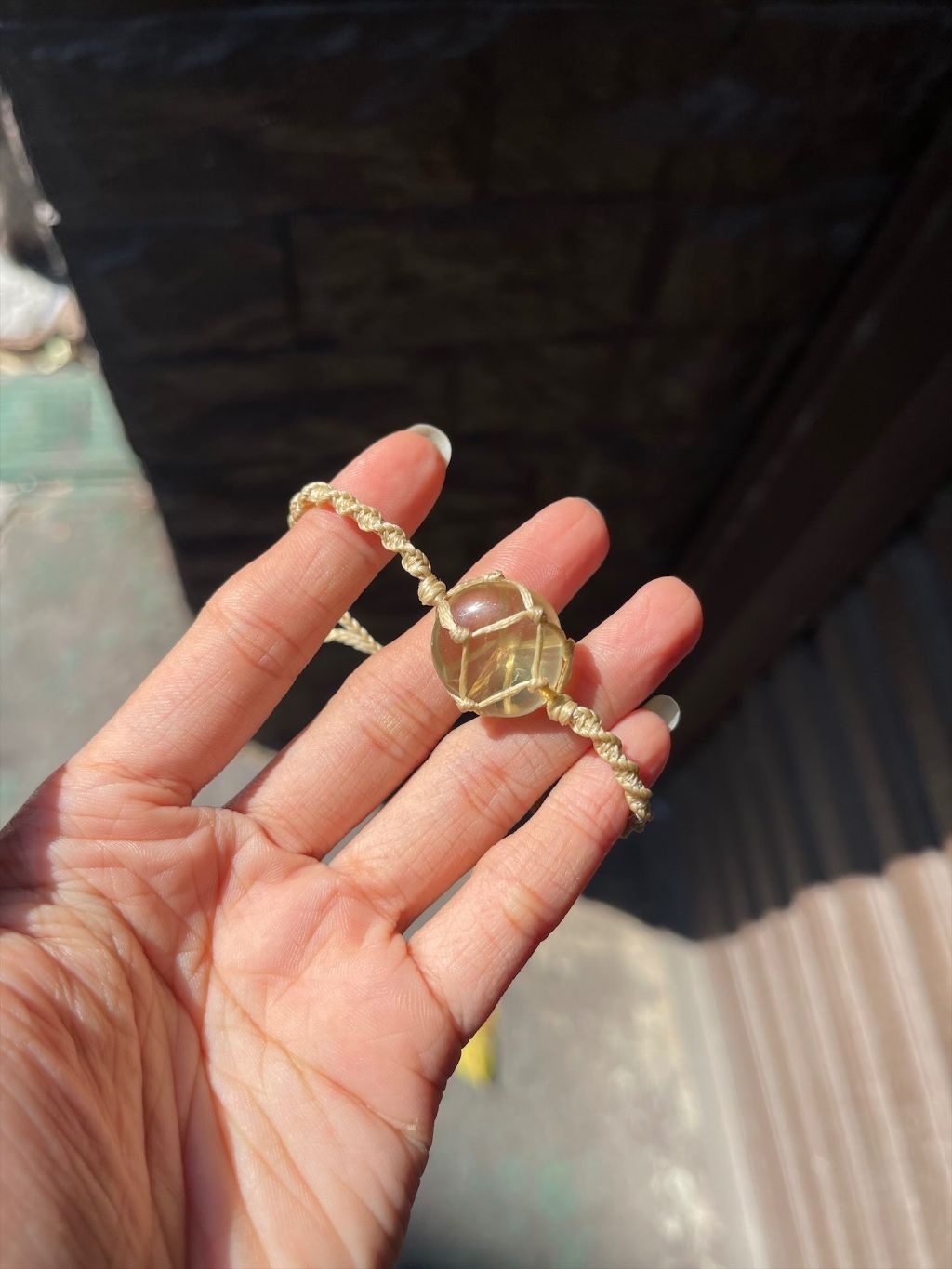 Macrame Citrine tumbled thạch anh vàng, vòng tay hỗ trợ hạnh phúc, tự tin, thịnh vượng, học tập