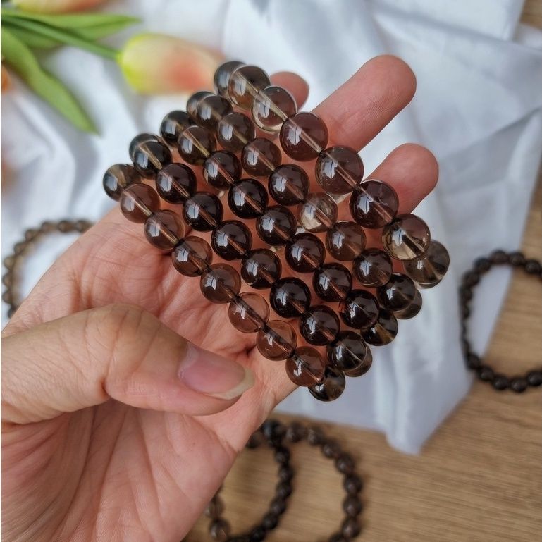 Vòng tay đá thạch anh Khói (Smoky Quartz Bracelet) hỗ trợ bảo vệ