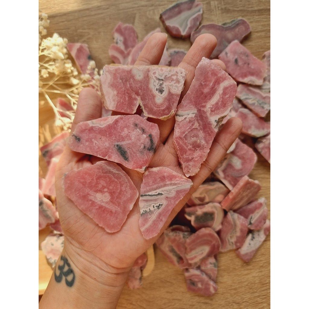 Đá thô Đá Đào Hoa (Rhodochrosite) - Đá thanh tẩy Tarot, Reiki, thiền định