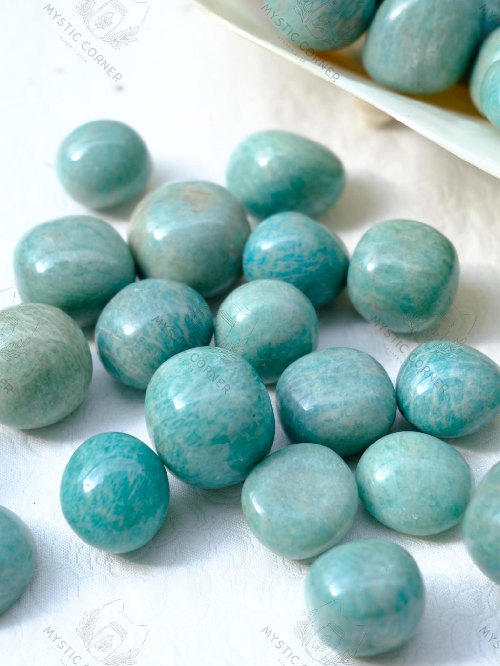 Tumbled viên đá Amazonite (đá Thiên Hà) đá thanh tẩy Tarot, Reiki, thiền định, phong thủy
