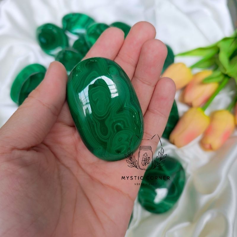 Malachite Palm (đá khổng tước) đá hỗ trợ may mắn, công việc, mở rộng trái tim đá năng lượng, đá phong thủy