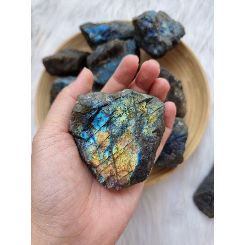 Viên đá thô to Labradorite (Đá xà cừ - Hắc Nguyệt Quang) đá thanh tẩy Tarot, Reiki, đá thạch anh phong thủy