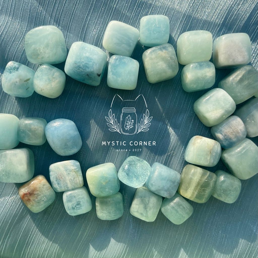 Viên đá Aquamarine (Ngọc Xanh Biển), đá thanh tẩy, đá phong thủy dùng trong Tarot, Reiki, thiền định