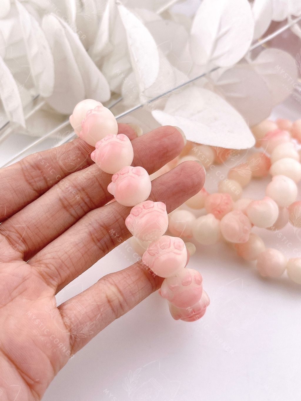 Vòng tay phong thuỷ hạt bồ đề charm chân Mèo hồng dễ thương