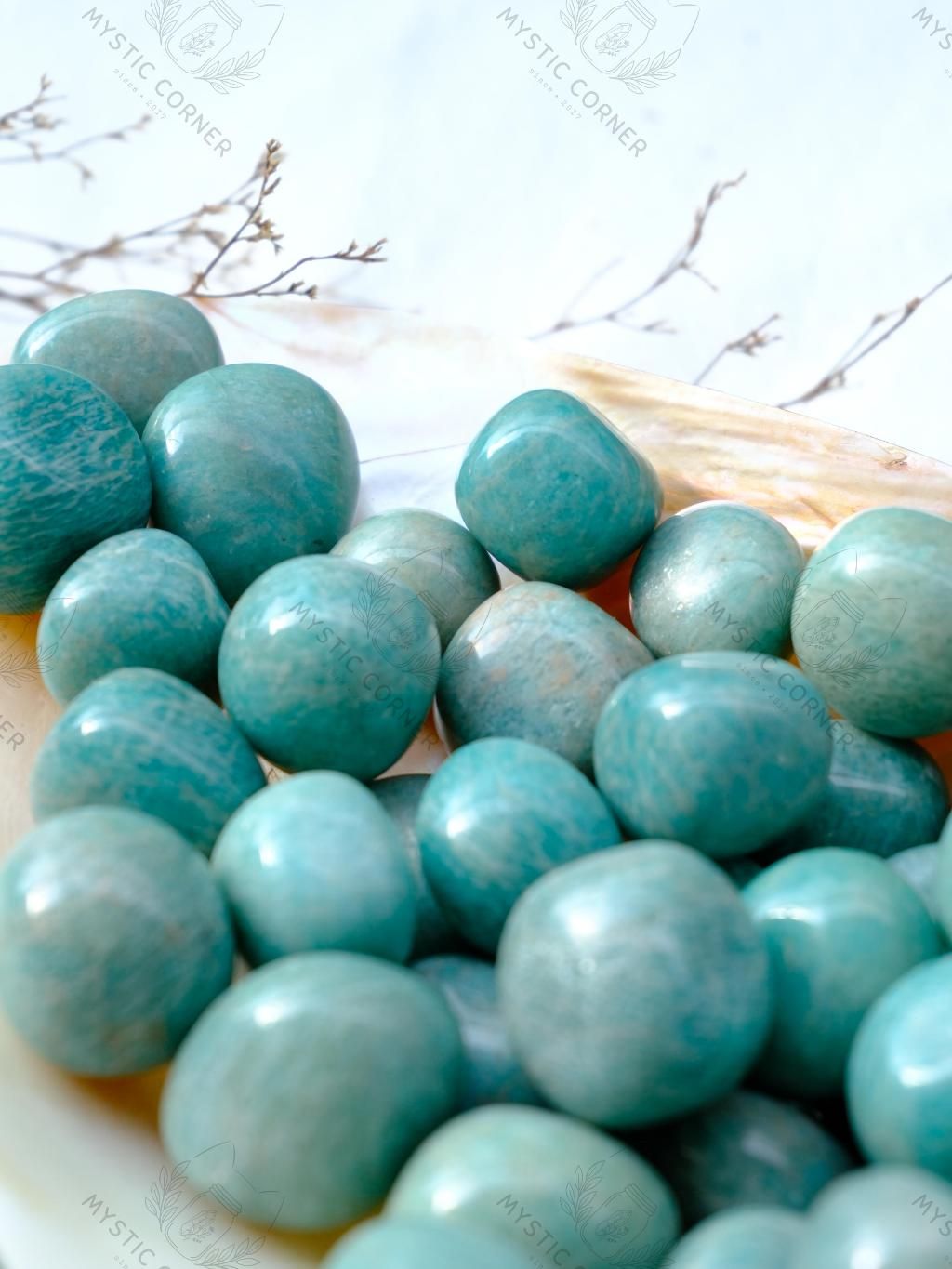 Tumbled viên đá Amazonite (đá Thiên Hà) đá thanh tẩy Tarot, Reiki, thiền định, phong thủy