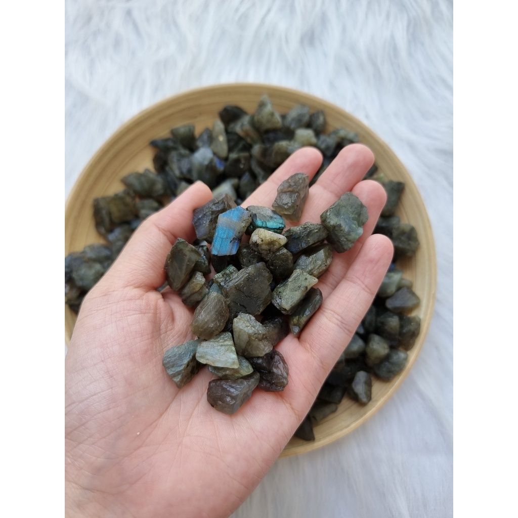 Đá thô Labradorite mini (Đá xà cừ - Hắc Nguyệt Quang) đá thanh tẩy Tarot, Reiki, đá thạch anh phong thủy