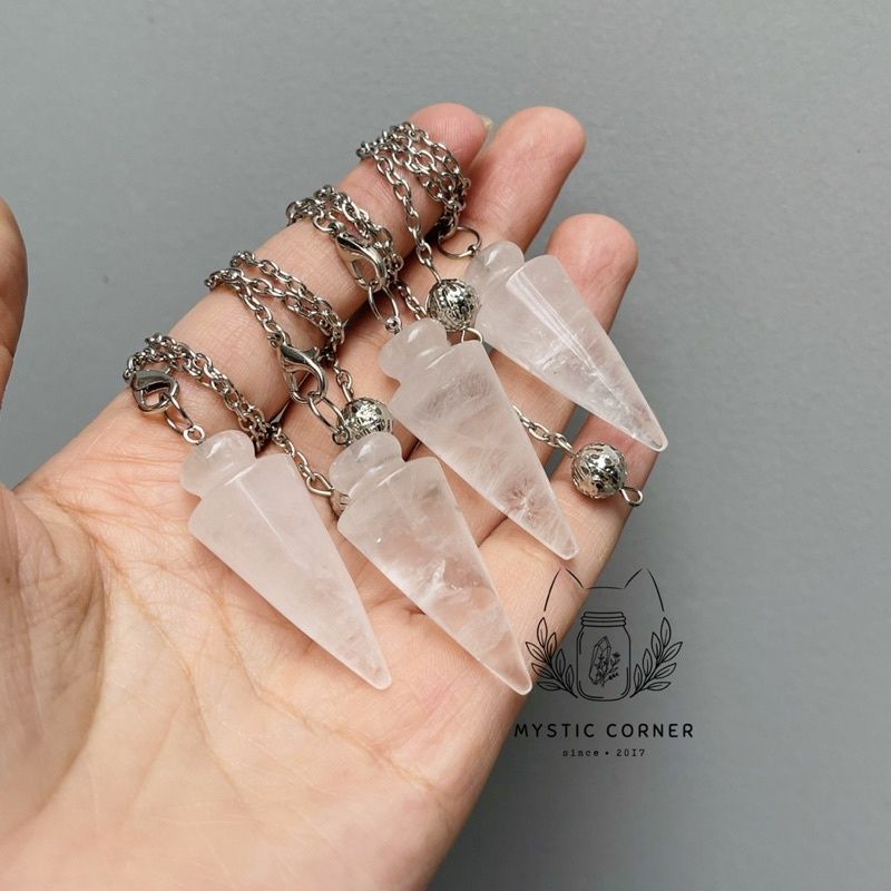 Con lắc cảm xạ đá thạch anh Trắng, dùng trong Tarot, cảm xạ học, Reiki, phong thủy, đo năng lượng, chỉ số bovis