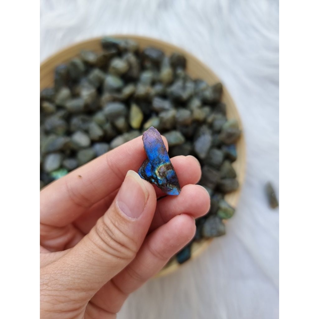 Đá thô Labradorite mini (Đá xà cừ - Hắc Nguyệt Quang) đá thanh tẩy Tarot, Reiki, đá thạch anh phong thủy