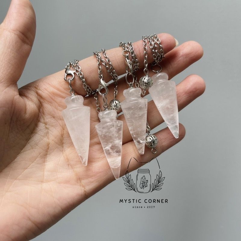 Con lắc cảm xạ đá thạch anh Trắng, dùng trong Tarot, cảm xạ học, Reiki, phong thủy, đo năng lượng, chỉ số bovis