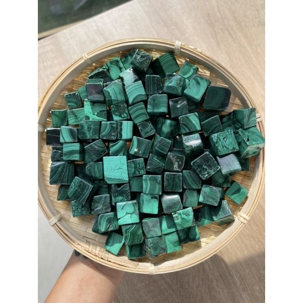 Viên đá thanh tẩy Malachite Tumbled (Đá Lông Công) tự nhiên dùng trong Tarot, Reiki, đá phong thủy