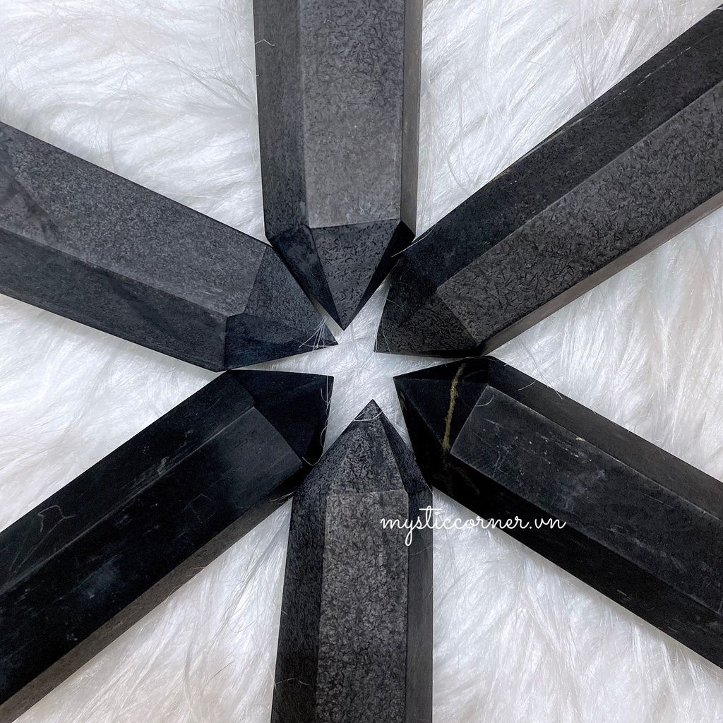 Trụ đá Shungite ngăn chặn bức xạ điện từ, đá năng lượng, đá thanh tẩy, đá phong thủy trong Tarot, Reiki
