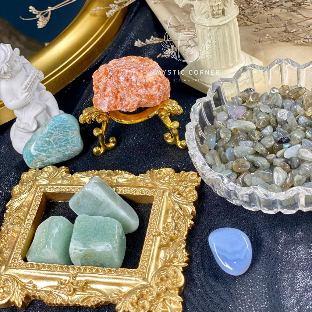 Set đá may mắn cho Bạch Dương, đá thạch anh, đá thanh tẩy bài Tarot, đá phong thuỷ