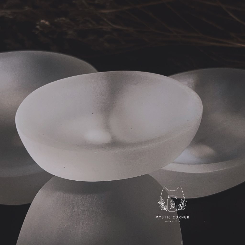 Chén sạc tinh thể Selenite (Selenite bowl), Chén thanh tẩy đá thạch anh, đá phong thủy, Reiki