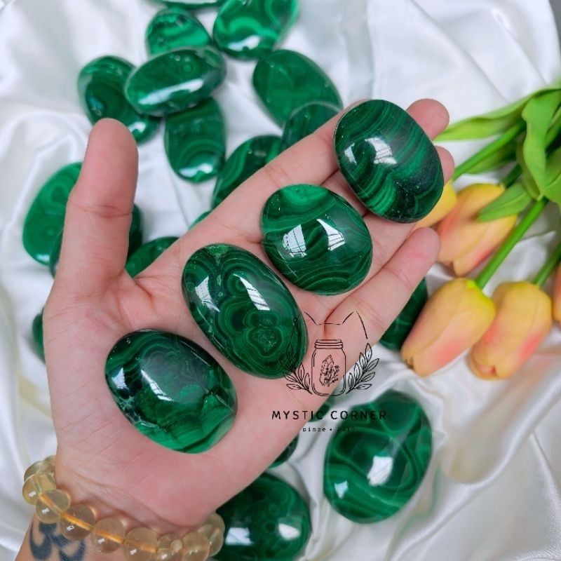 Malachite Palm (đá khổng tước) đá hỗ trợ may mắn, công việc, mở rộng trái tim đá năng lượng, đá phong thủy