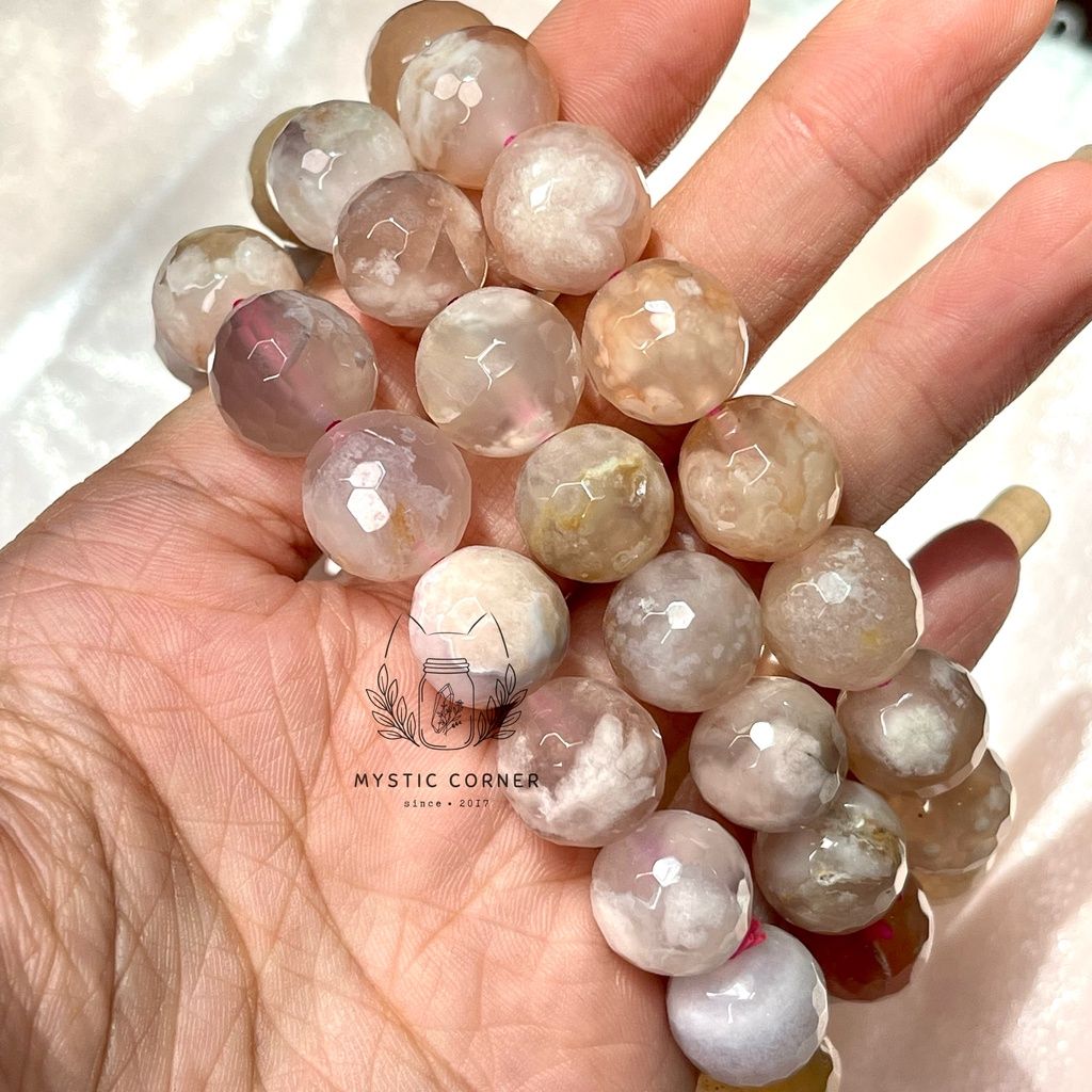 Vòng tay Mã Não Hoa Anh Đào (Blossom Agate) 10li