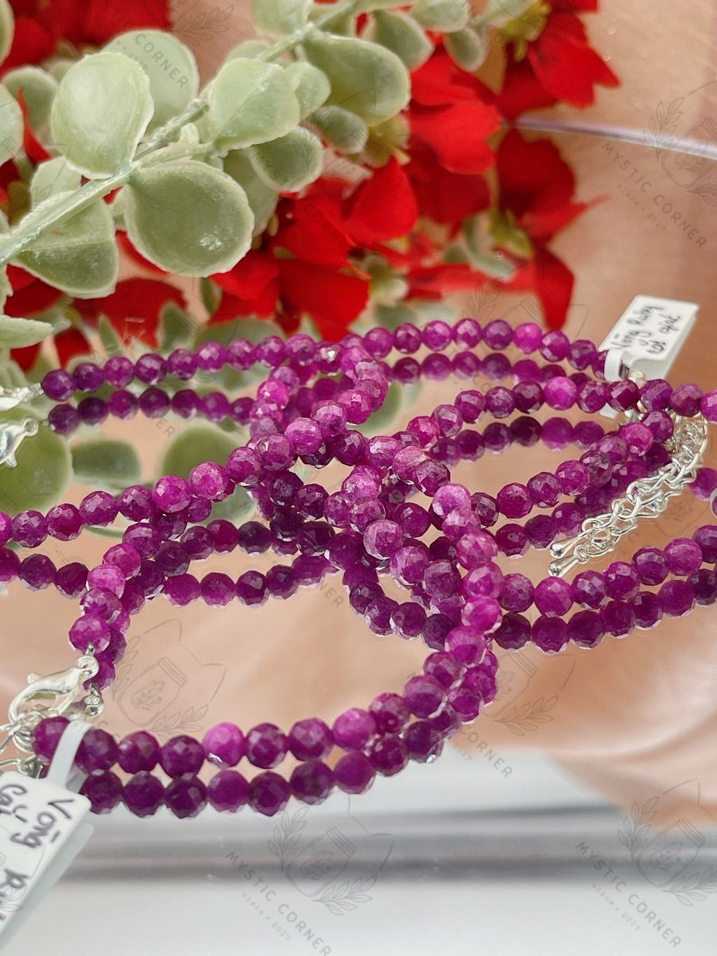Vòng tay đá Ruby tự nhiên cắt giác, chấu bạc S925 biểu tượng dũng cảm năng lượng đam mê, sức mạnh dành cho cuộc sống