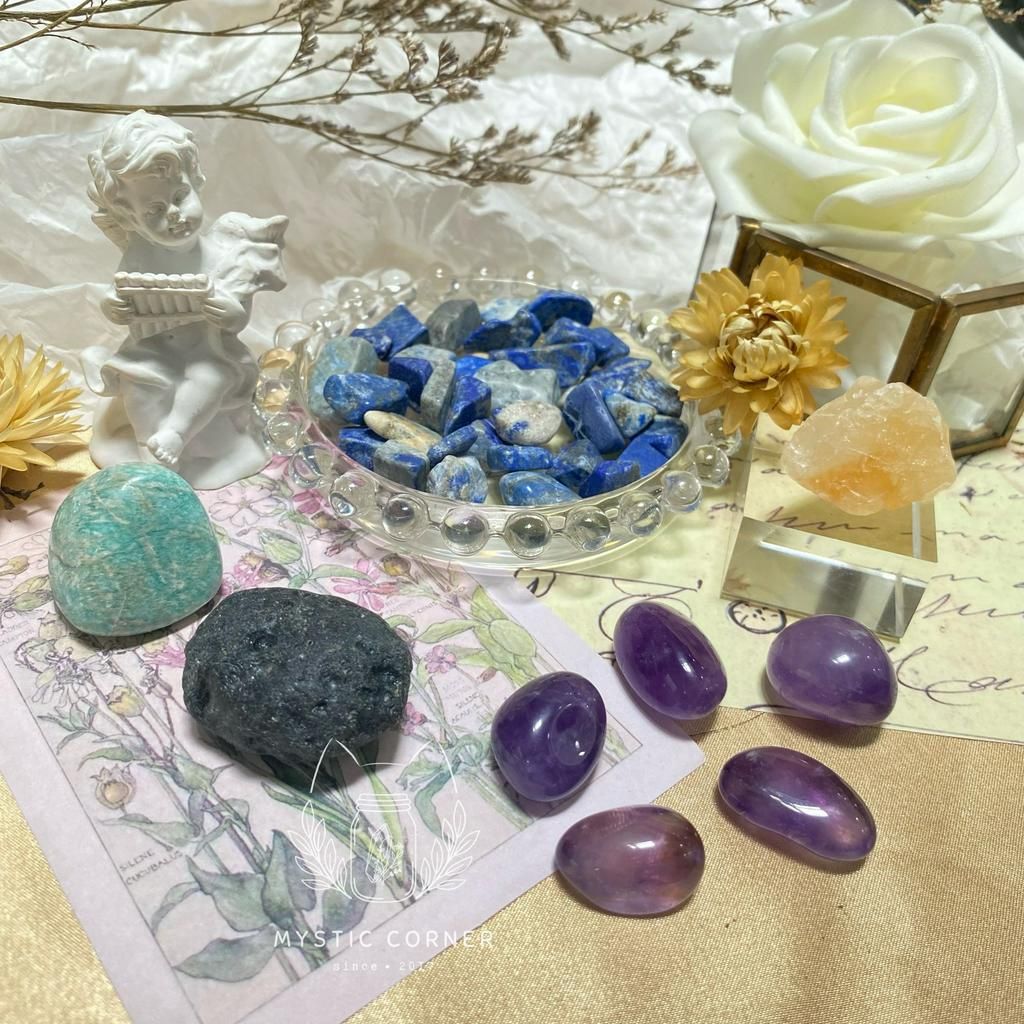 Set đá may mắn cho Xử Nữ, đá thạch anh, đá thanh tẩy bài Tarot, đá phong thuỷ