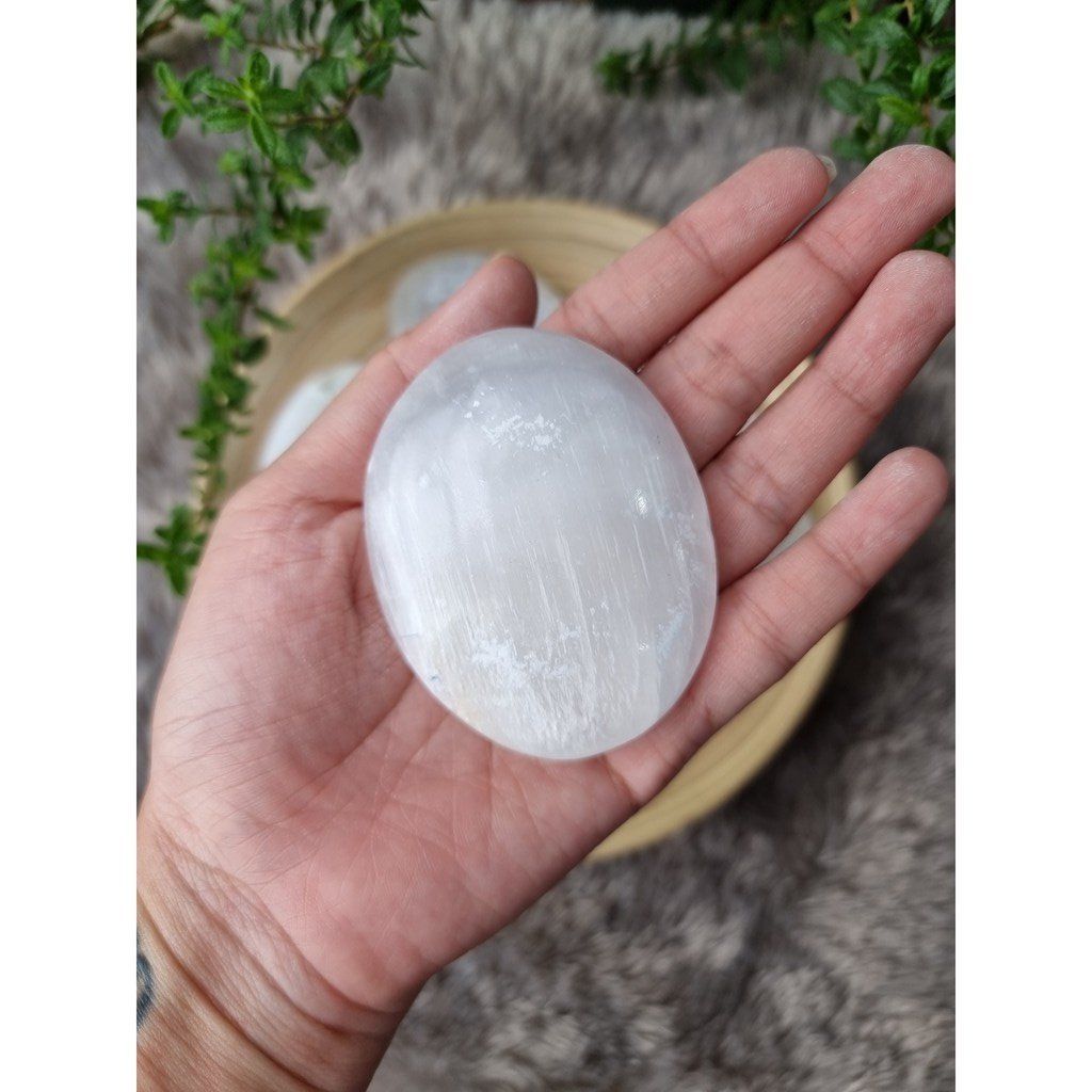 Viên đá thanh tẩy Selenite - Palm Selenite khuếch đại năng lượng dùng trong Tarot, Reiki, phong thủy, thiền định