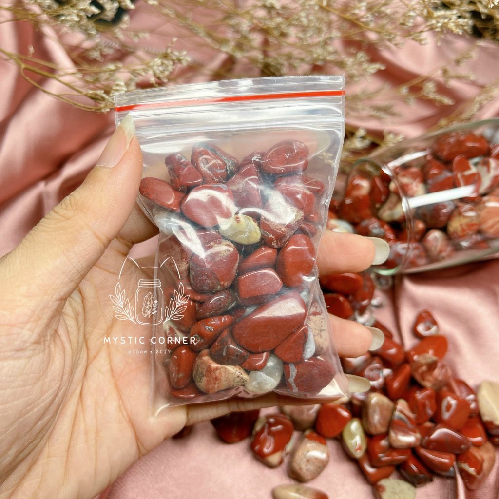 Vụn đá Red Jasper (ngoc bích đỏ), đá thanh tẩy bài Tarot, đá thạch anh, reiki, đá phong thuỷ