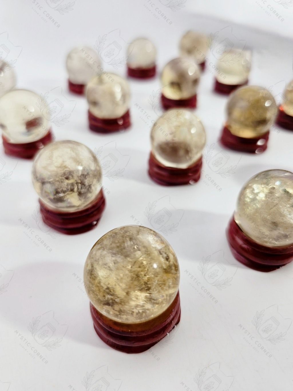 Cầu đá thạch anh Vàng mini (Citrine) may mắn, đá thanh tẩy trong Tarot, Reiki, thiền định, phong thủy