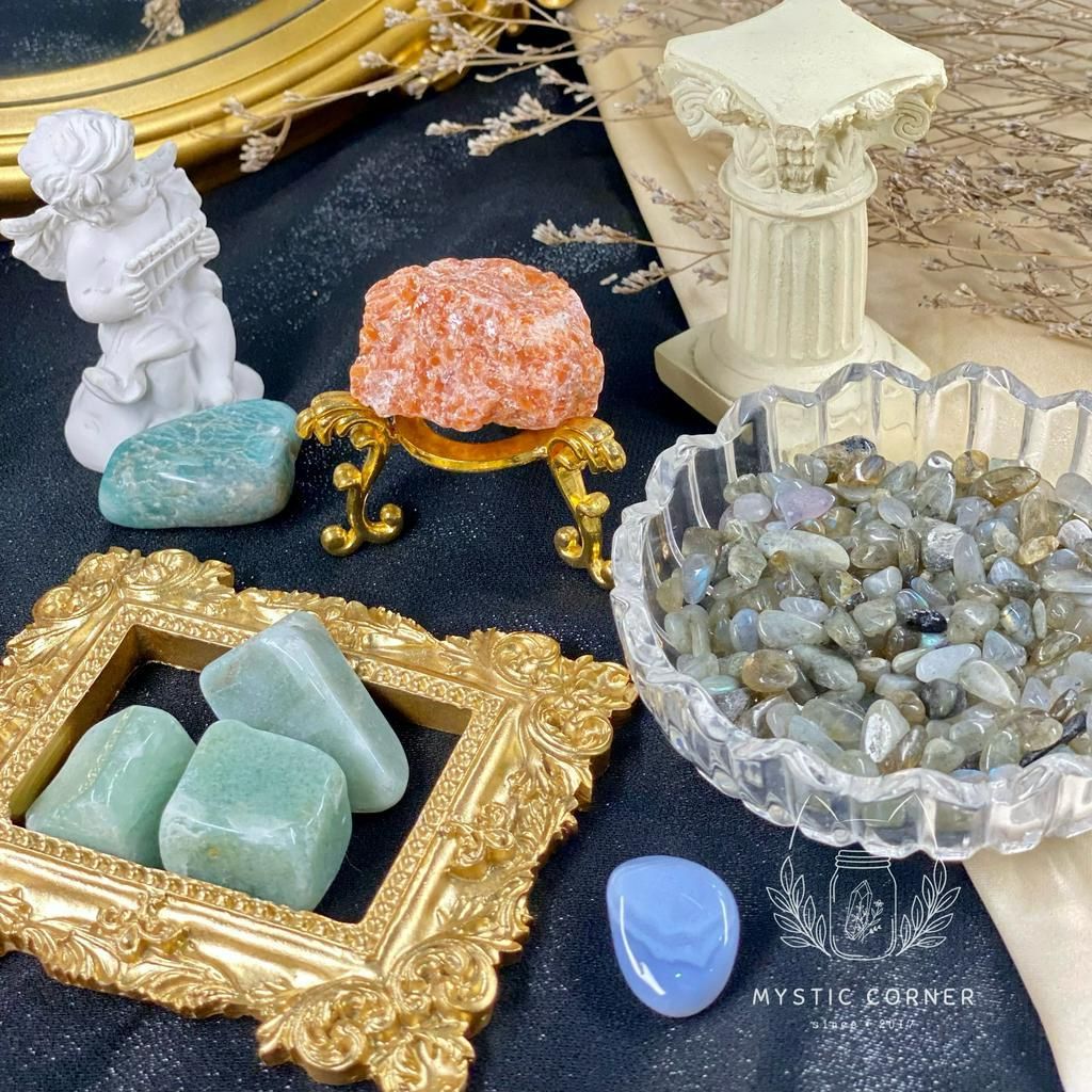 Set đá may mắn cho Bạch Dương, đá thạch anh, đá thanh tẩy bài Tarot, đá phong thuỷ