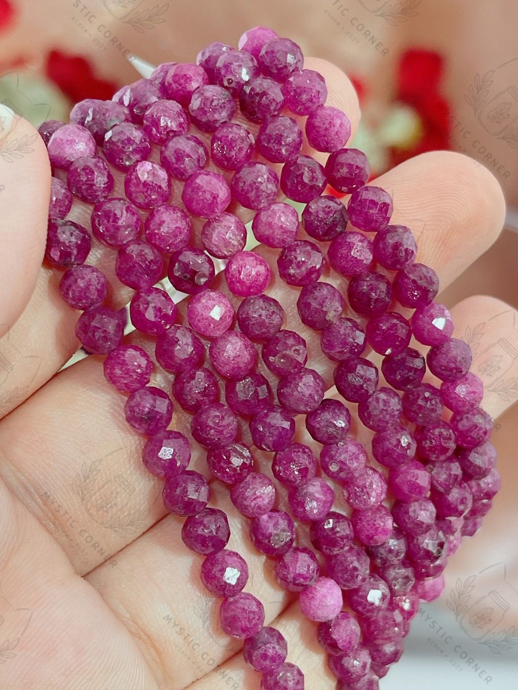 Vòng tay đá Ruby tự nhiên cắt giác, chấu bạc S925 biểu tượng dũng cảm năng lượng đam mê, sức mạnh dành cho cuộc sống