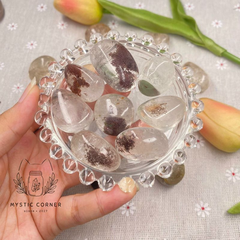 Viên Thạch anh Ưu Linh (Ghost Quartz/ Garden Quartz), đá thanh tẩy, đá phong thuỷ