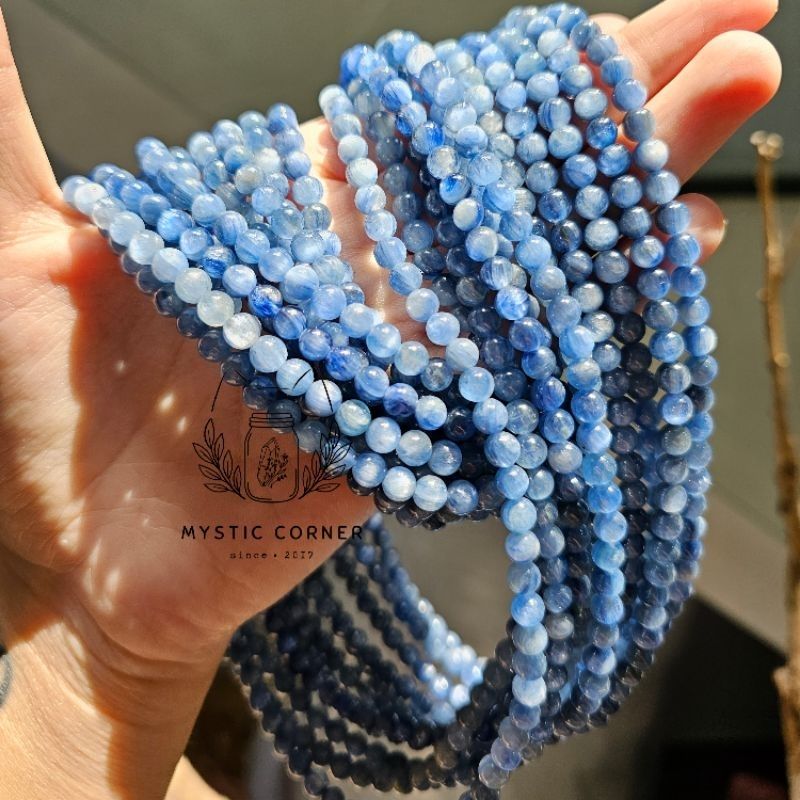 Chuỗi hạt vòng tay đá KYANITE tự nhiên size 5.5li quấn 3 vòng, chuỗi vòng đá phong thủy