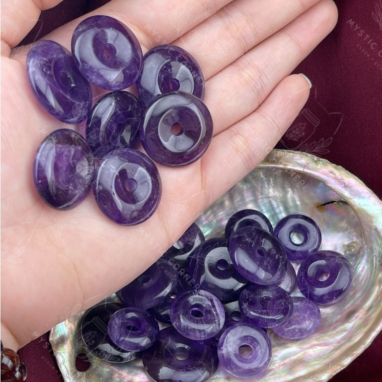 Đồng điếu phong thuỷ đá Thạch anh Tím (Amethyst Crystal Quartz) hỗ trợ bảo vệ tâm linh, biểu tượng tài lộc