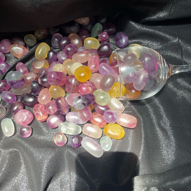 Tumbled viên đá Fluorite tự nhiên, đá thanh tẩy, đá thạch anh, đá phong thuỷ