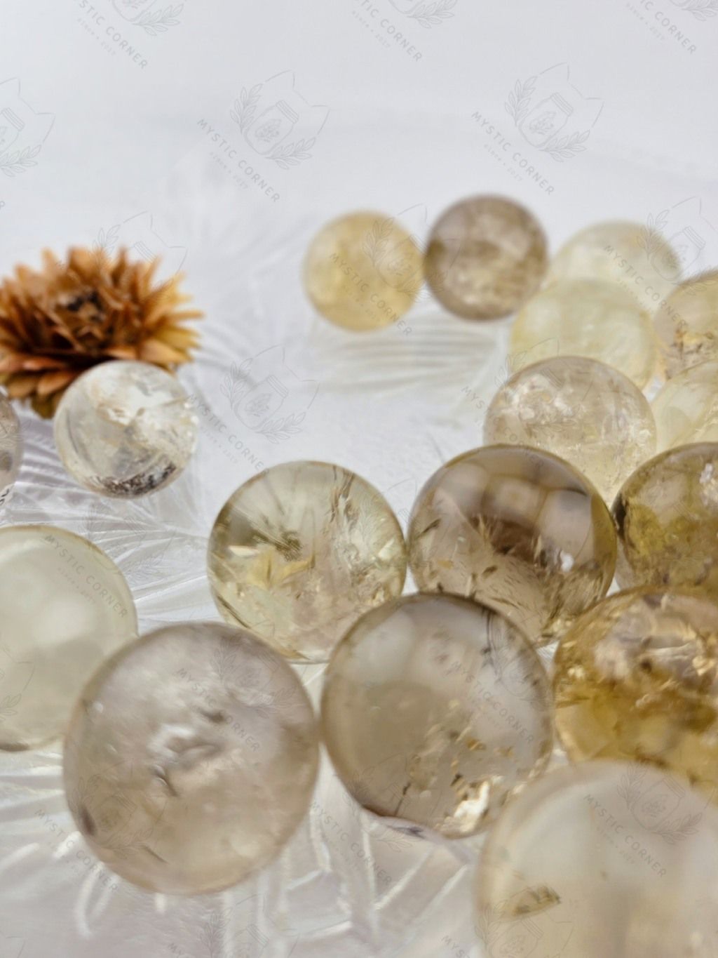 Cầu đá thạch anh Vàng mini (Citrine) may mắn, đá thanh tẩy trong Tarot, Reiki, thiền định, phong thủy