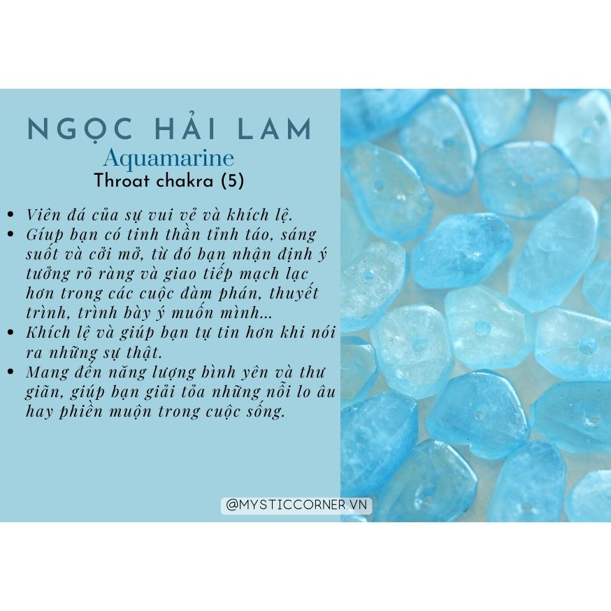 Đá thô Aquamarine (Ngọc Xanh Biển) tự nhiên, đá thanh tẩy dùng trong Tarot, Reiki